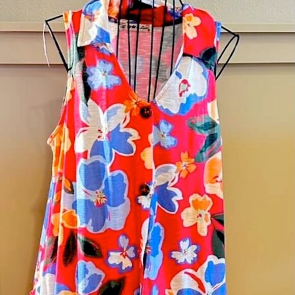 Floral Sleeveless Button All in Love Mini Dress M - Picture 2 of 7